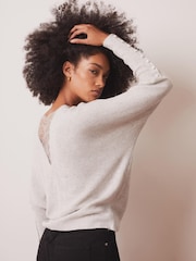 Mint Velvet Grey Lace Detail Jumper - Image 2 of 8
