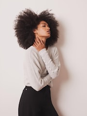Mint Velvet Grey Lace Detail Jumper - Image 3 of 8