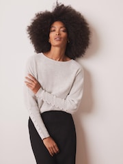 Mint Velvet Grey Lace Detail Jumper - Image 4 of 8