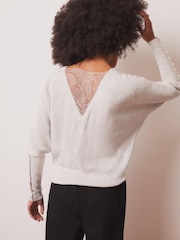 Mint Velvet Grey Lace Detail Jumper - Image 5 of 8