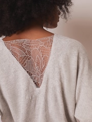 Mint Velvet Grey Lace Detail Jumper - Image 6 of 8