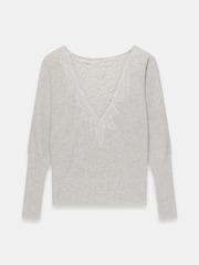 Mint Velvet Grey Lace Detail Jumper - Image 8 of 8