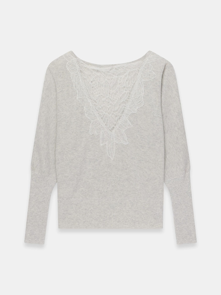 Mint Velvet Grey Lace Detail Jumper - Image 8 of 8 Mint Velvet Grey Lace Detail Jumper - Image 8 of 8