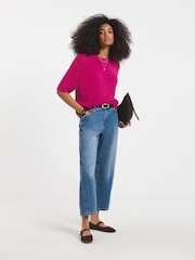 Simply Be Pink Stripe Knitted Peplum Top - Image 2 of 4