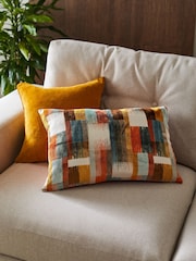 Orange Cut Velvet Retro Etch 40 x 59cm Cushion - Image 1 of 5