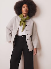 Mint Velvet Grey Wool Blend Toggle Detail Coat - Image 1 of 7