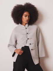 Mint Velvet Grey Wool Blend Toggle Detail Coat - Image 2 of 7