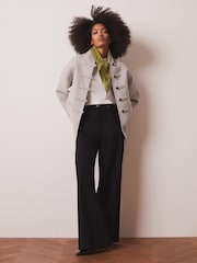 Mint Velvet Grey Wool Blend Toggle Detail Coat - Image 3 of 7