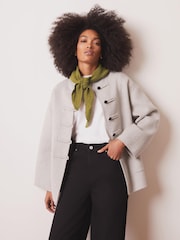 Mint Velvet Grey Wool Blend Toggle Detail Coat - Image 4 of 7