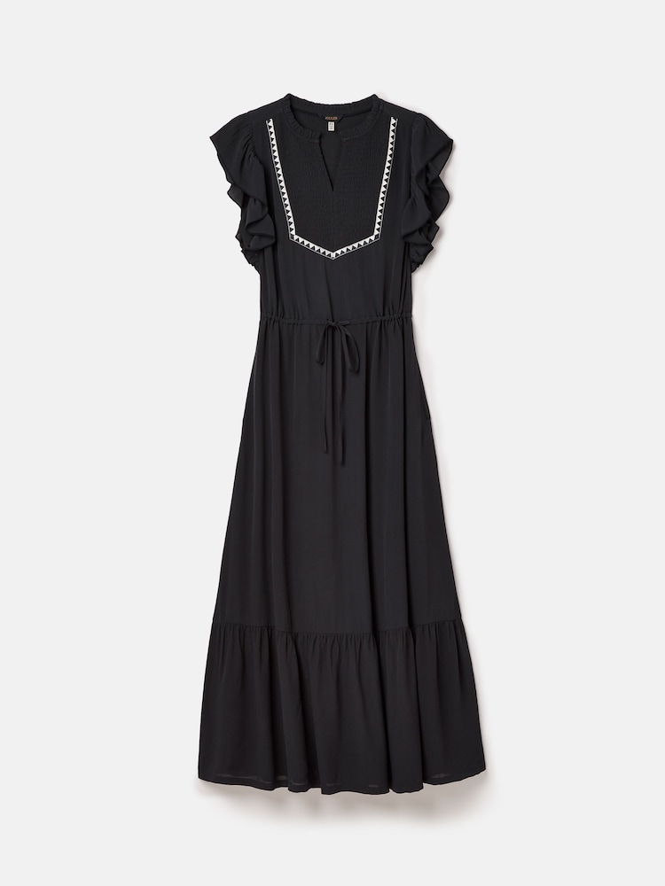 Joules Lillia Navy Blue Tie Waist Tiered Dress - Image 7 of 7