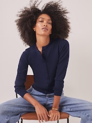 Mint Velvet Blue Fine Knit Cardigan - Image 1 of 8