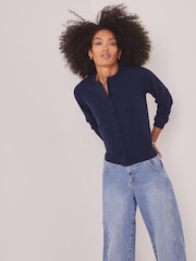 Mint Velvet Blue Fine Knit Cardigan - Image 2 of 8
