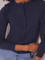 Mint Velvet Blue Fine Knit Cardigan - Image 3 of 8