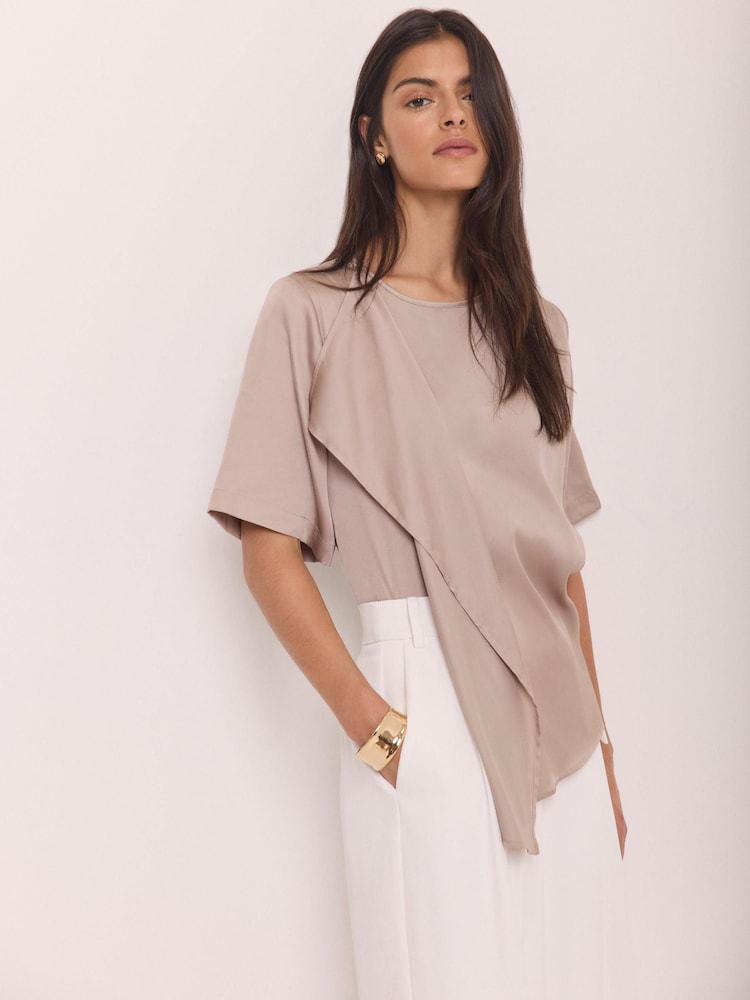 Mint Velvet Satin Ruffle Pang-itaas - Larawan 1 ng 8