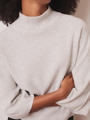 Mint Velvet Grey Cotton Blend High Neck Top - Image 6 of 8