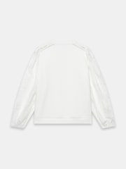 Mint Velvet White Cotton Blend Lace Sleeve Sweatshirt - Image 8 of 8