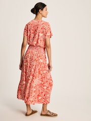 Joules Emmeline Red Paisley Short Sleeve Midi Dress - Image 4 of 7