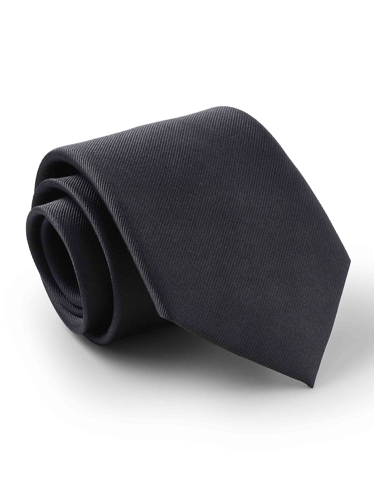 أسود - ربطة عنق حرير نقي مع تويل من Savile Row Company - صورة 1 من 1