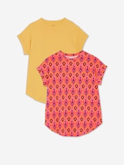 JD Williams Yellow Short Sleeve Curved Hem Longline Tops 2 Pack - Image 5 of 5