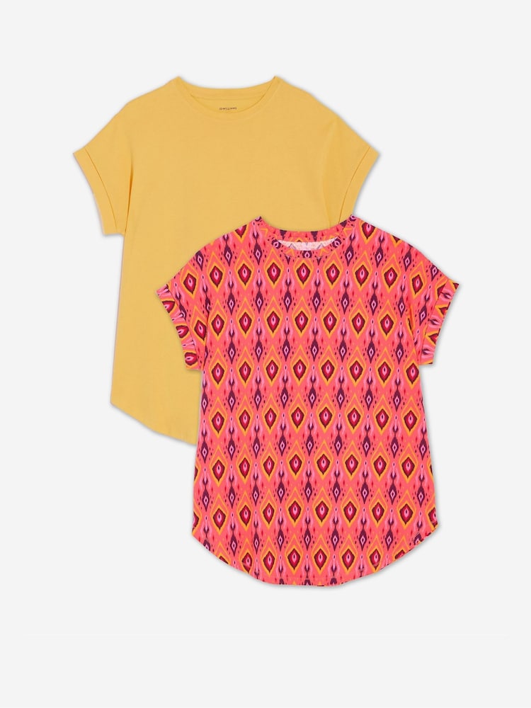 JD Williams Yellow Short Sleeve Curved Hem Longline Tops 2 Pack - Image 5 of 5 JD Williams Yellow Short Sleeve Curved Hem Longline Tops 2 Pack - Image 5 of 5