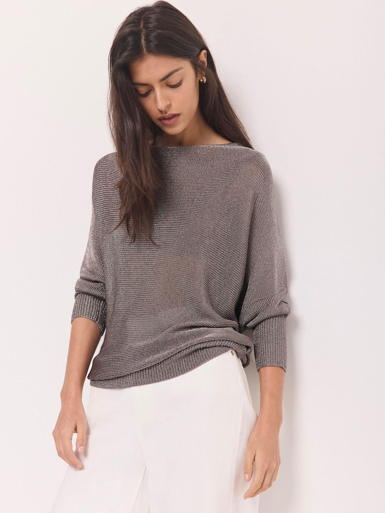 Mint Velvet Silver Metallic Knit Top - Image 2 of 8