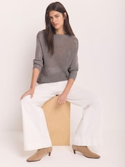Mint Velvet Silver Metallic Knit Top - Image 3 of 8