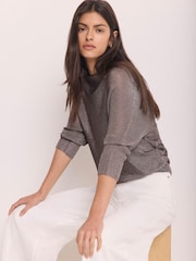 Mint Velvet Silver Metallic Knit Top - Image 5 of 8