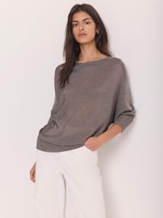 Mint Velvet Silver Metallic Knit Top - Image 6 of 8