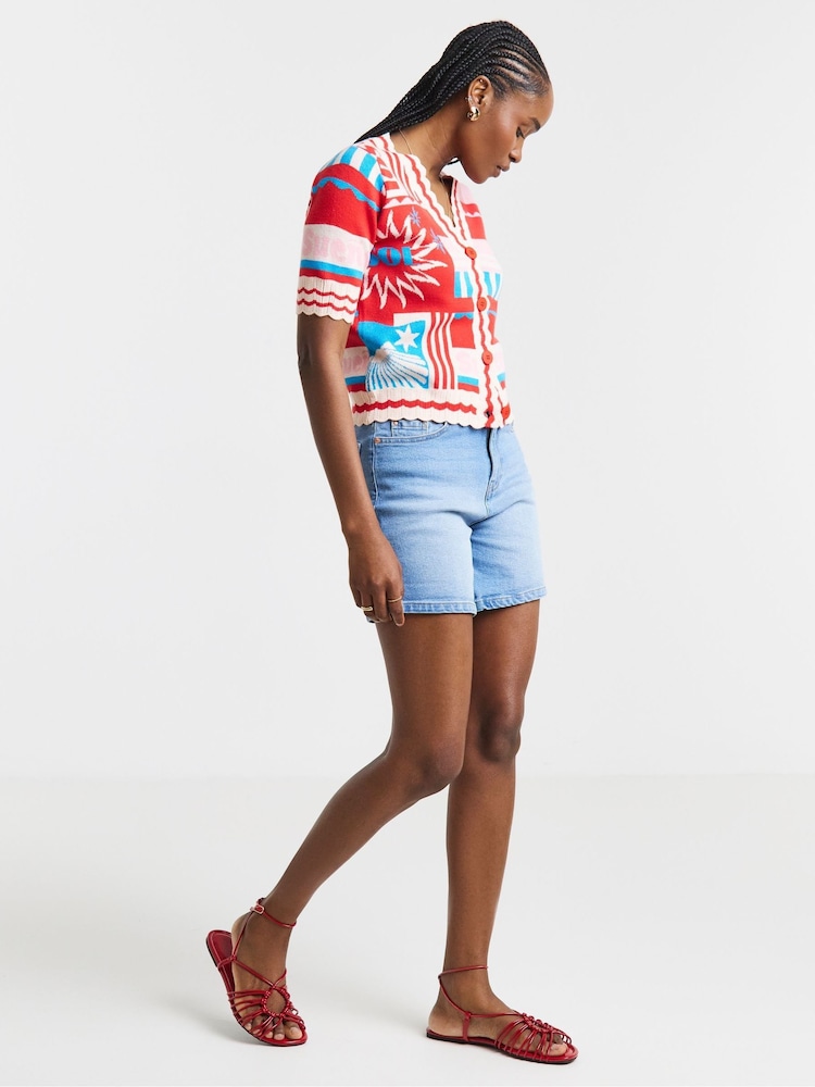 Simply Be Red Printed Short Sleeve Cardigan - Image 4 of 4 Simply Be Red Printed Short Sleeve Cardigan - Image 4 of 4