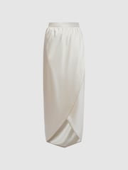 Reiss Ivory Tyra Silk High-Low Wrap Skirt - Image 2 of 5