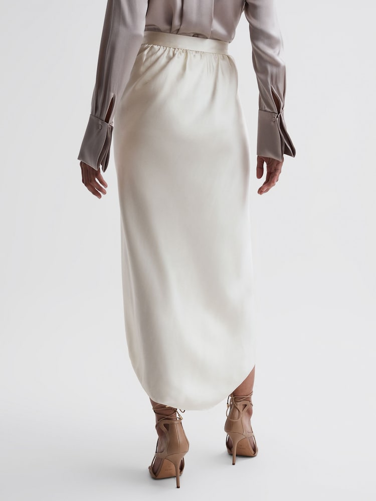 Reiss Ivory Tyra Silk High-Low Wrap Skirt - Image 5 of 5