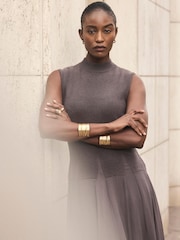 Mint Velvet Brown Sleeveless Knit Midi Dress - Image 3 of 8