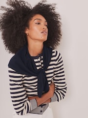 Mint Velvet Blue Striped Scarf Detail Cardigan - Image 3 of 8