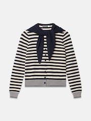 Mint Velvet Blue Striped Scarf Detail Cardigan - Image 7 of 8