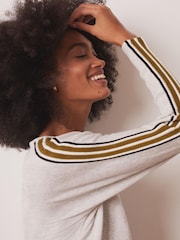 كنزة من مزيج القطن بتفاصيل مخططة من Mint Velvet - Image 5 of 7