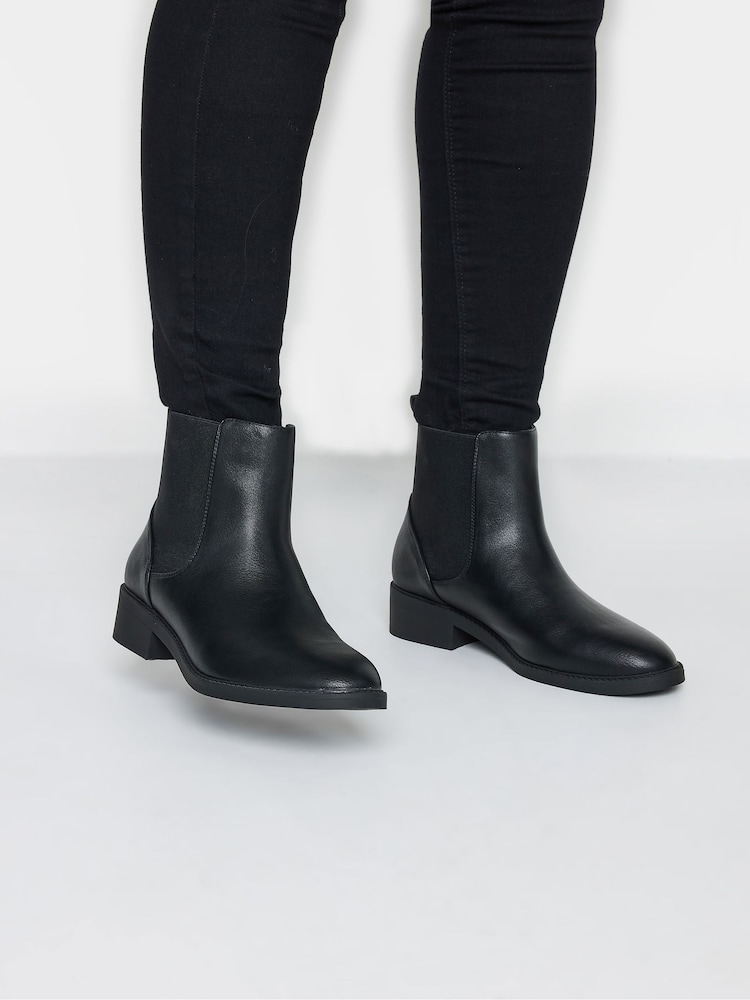 Yours Curve Black Wide Fit Extra-Wide Fit PU Elastic Chelsea Boots - Image 1 of 5