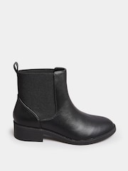 Yours Curve Black Wide Fit Extra-Wide Fit PU Elastic Chelsea Boots - Image 2 of 5