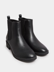 Yours Curve Black Wide Fit Extra-Wide Fit PU Elastic Chelsea Boots - Image 3 of 5