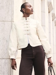 Biały - Mint Velvet Stand Collar Jacket - Obraz 2 z 8