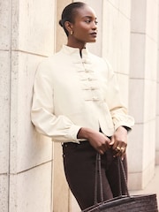 Biały - Mint Velvet Stand Collar Jacket - Obraz 4 z 8
