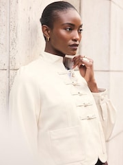 Biały - Mint Velvet Stand Collar Jacket - Obraz 5 z 8