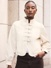 Biały - Mint Velvet Stand Collar Jacket - Obraz 6 z 8