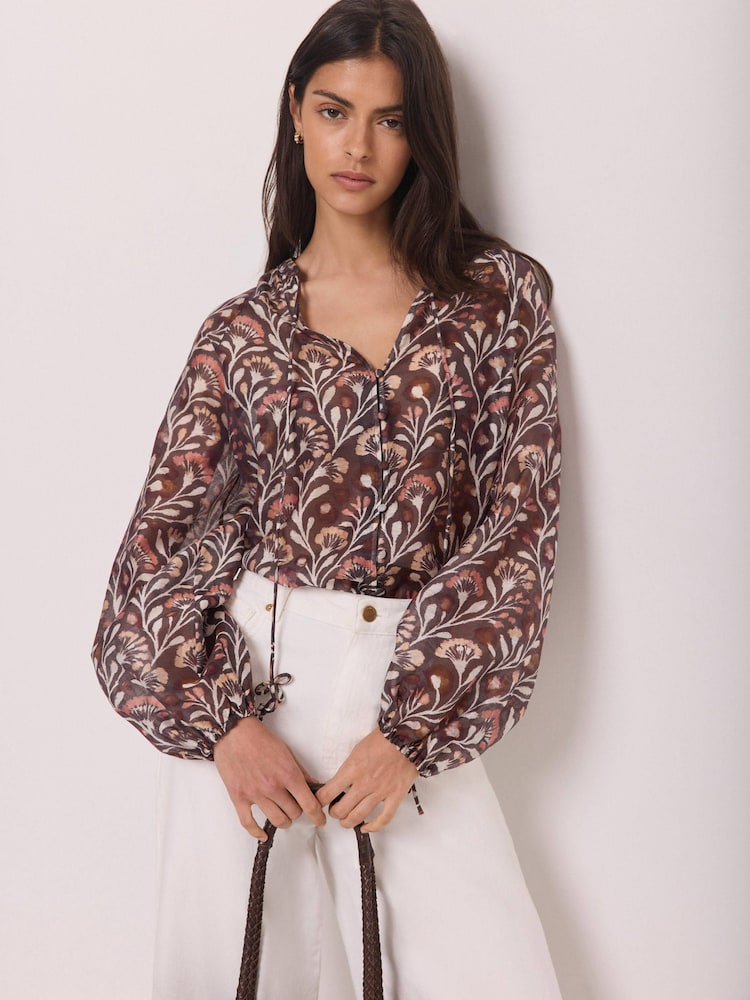 Mint Velvet Brown Floral Print Blouse - Image 1 of 8