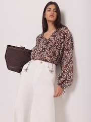 Mint Velvet Brown Floral Print Blouse - Image 2 of 8