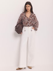 Mint Velvet Brown Floral Print Blouse - Image 3 of 8