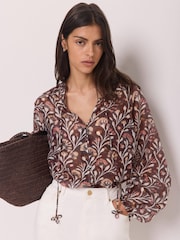 Mint Velvet Brown Floral Print Blouse - Image 5 of 8