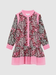 Reiss Pink Camilla 9-14 yrs Floral Print Contrast Dress - Image 2 of 6