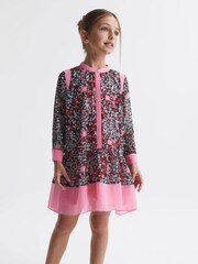 Reiss Pink Camilla 9-14 yrs Floral Print Contrast Dress - Image 4 of 6