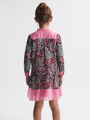Reiss Pink Camilla 9-14 yrs Floral Print Contrast Dress - Image 5 of 6