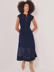 Mint Velvet Blue Utility Midi Dress - Image 2 of 8